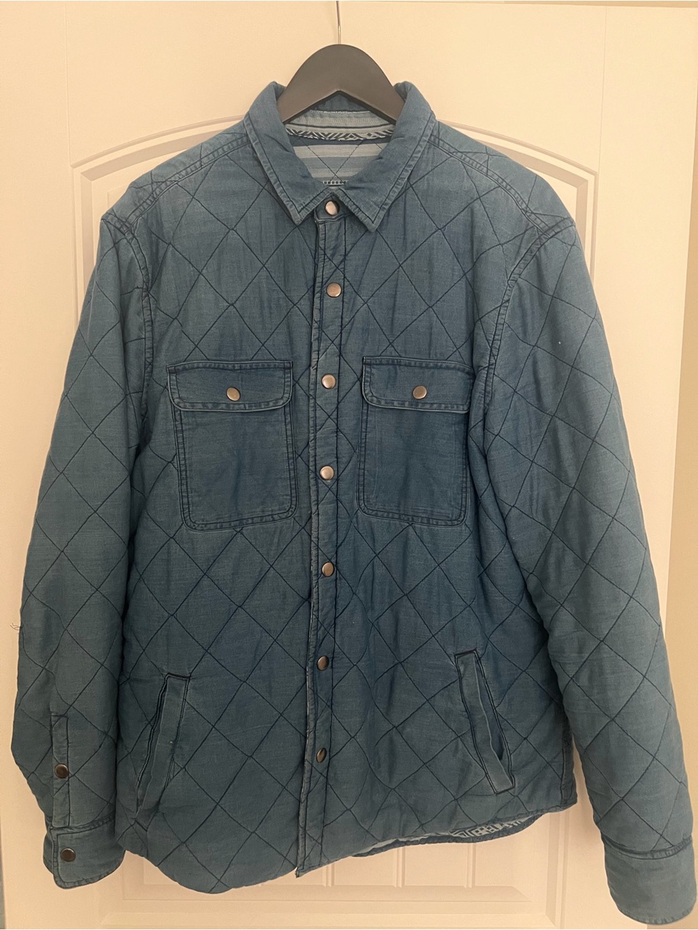 Quilted Blue Denim-Style Men's Jacket